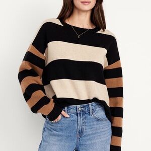 Old Navy SoSoft Loose cropped sweater brown stripe